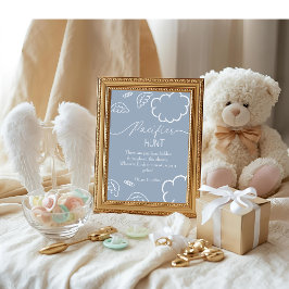 Invitación Heavenly baby shower blue Pacifier Hunt game