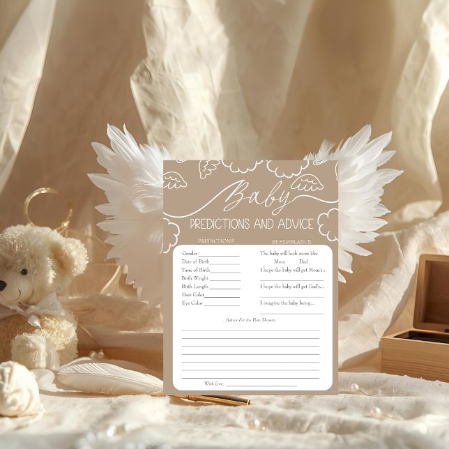 Invitación Heavenly Beige Baby Predictions & Advice Card (Heavenly Beige Baby Predictions & Advice Card)