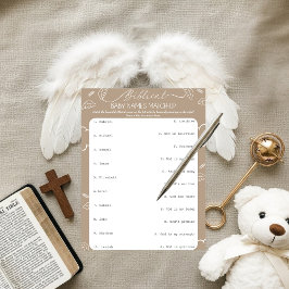 Invitación Heavenly Beige Biblical Baby Names Match-Up  