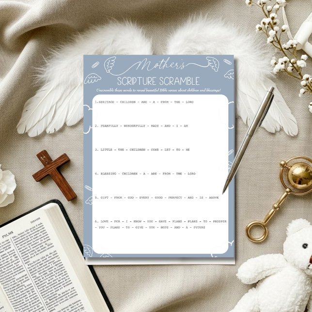 Invitación Heavenly Blue Mother's Scripture Scramble Game (Heavenly Blue Mother's Scripture Scramble Game)