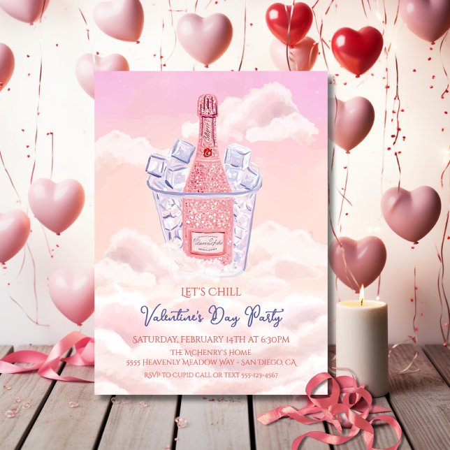 Invitación Heavenly Champagne Bucket Valentine's Party (Subido por el creador)