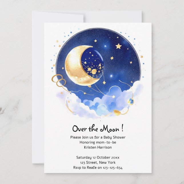 Invitación Heavenly Constellations Boy Baby Shower (Anverso)