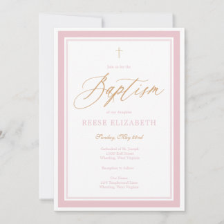 Invitación Heavenly Grace Baptism Invitation (Pink)
