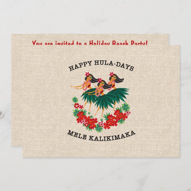 Invitación Heavenly Hula Holiday Hawaiian Hula Girls (Anverso / Reverso)