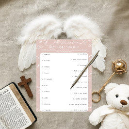 Invitación Heavenly Pink Biblical Baby Names Match-Up  