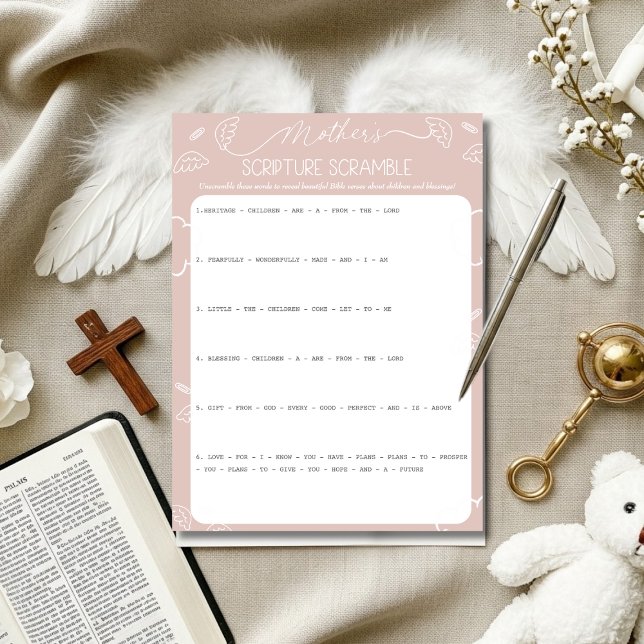 Invitación Heavenly Pink Mother's Scripture Scramble Game (Heavenly Pink Mother's Scripture Scramble Game)