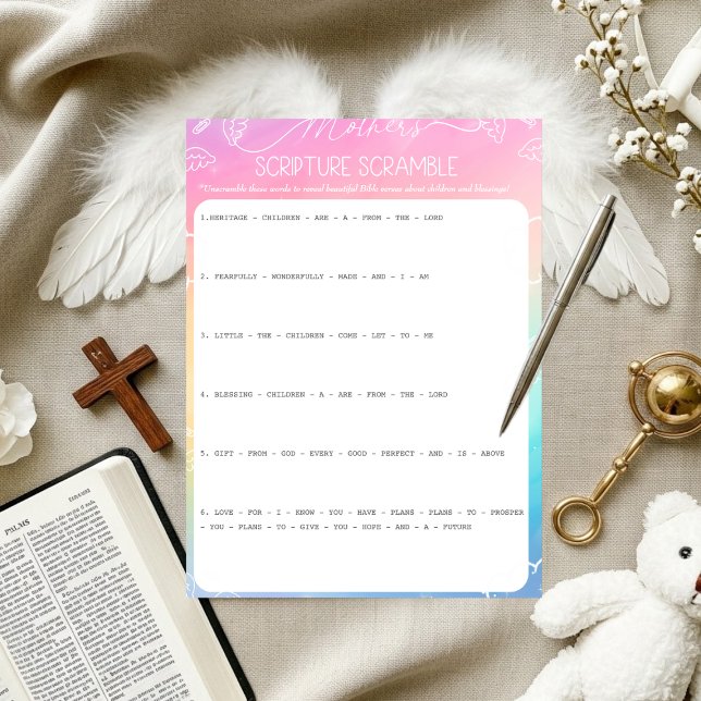 Invitación Heavenly Rainbow Mother's Scripture Scramble Game (Heavenly Rainbow Mother's Scripture Scramble)