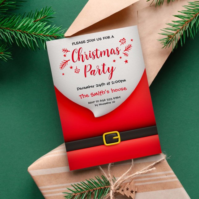 Invitación Hebilla de cinturón de traje de Papá Noel de dibuj (Subido por el creador)