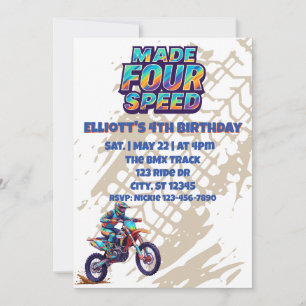 Invitación Hecho a CUATRO Velocidades, moto de tierra 4º Cump