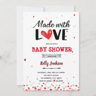 Invitación Hecho con amor, corazón, bebé
