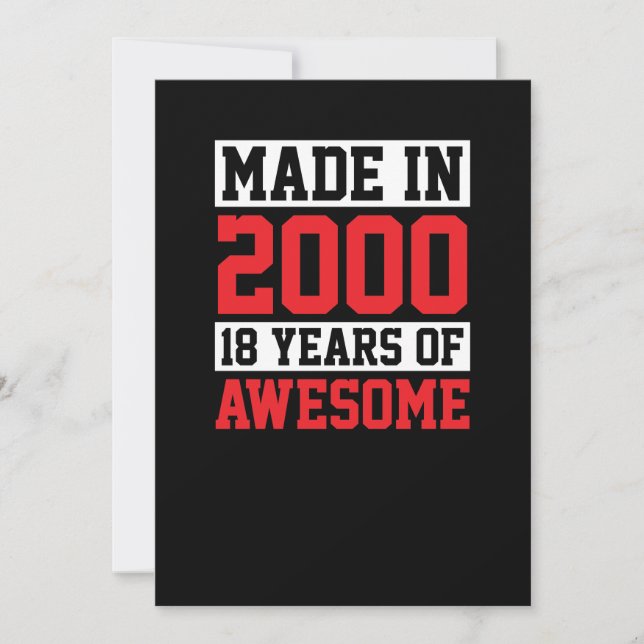Invitación Hecho En 2000, 18 Años De Cumpleaños Increíble (Anverso)