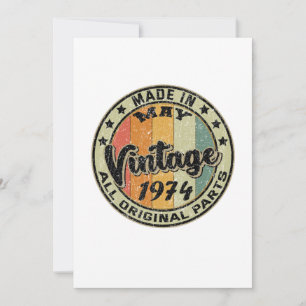 Invitación Hecho en mayo vintage 1974 todas las piezas origin