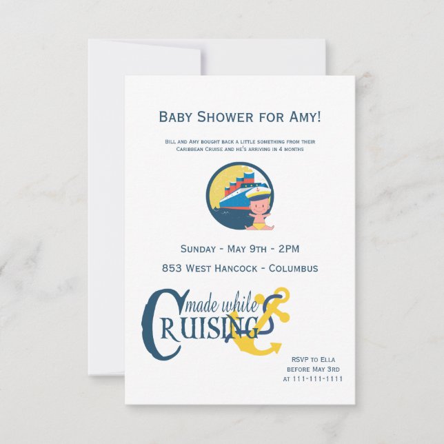 Invitación Hecho mientras que en una travesía Baby Shower (Anverso)