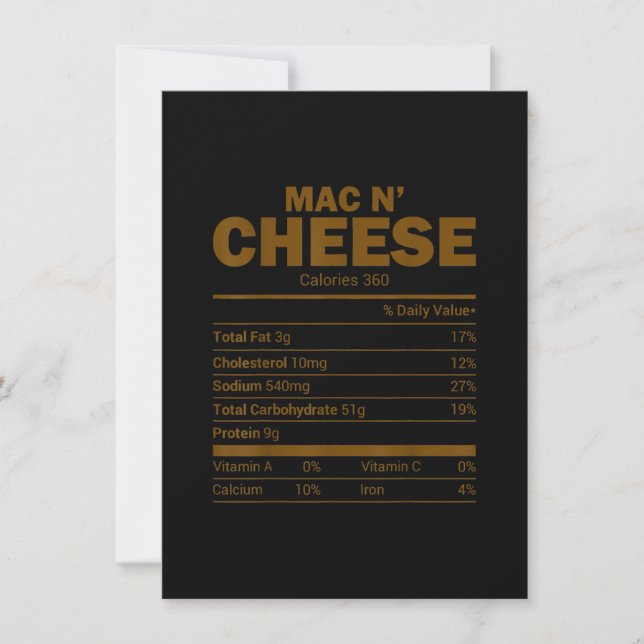 Invitación Hechos Nutricionales de Mac N Cheese para Familias (Anverso)
