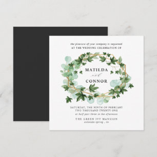 Invitación Hedera   Boda botánico de marco de marfil gris