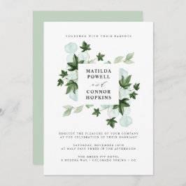 Invitación Hedera | Boda botánico de marfil verde Eucalyptus