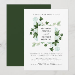 Invitación Hedera | Boda Botánico del bosque de marfil verde
