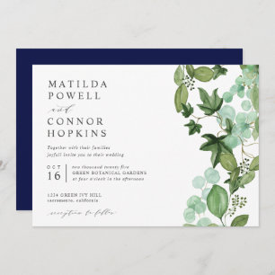 Invitación Hedera   Boda botánico moderno de IVY Blue Garden