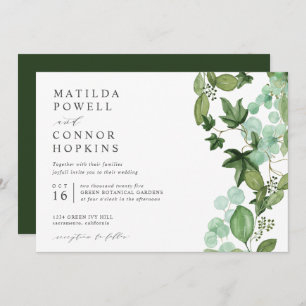 Invitación Hedera Boda botánico moderno de IVY Green Garden