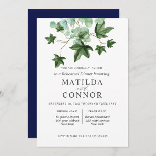 Invitación Hedera   Cena de ensayo de Ivy Leaves Bodas
