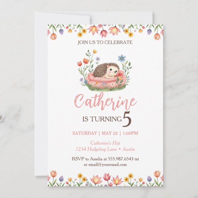 Invitación Hedgehog Birthday Cute Animal Invitation (Anverso)