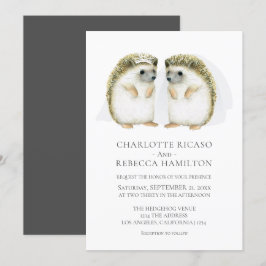 Invitación Hedgehog Brides Gay Cute Boda Personalizado