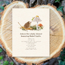 Invitación Hedgehog Grasshopper Mushroom Woodland Baby Shower