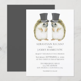 Invitación Hedgehog Grooms Boda Gay Cute Personalizado