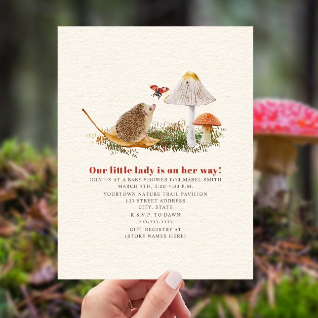 Invitación Hedgehog Ladybug Mushroom Woodland Baby Shower (Subido por el creador)