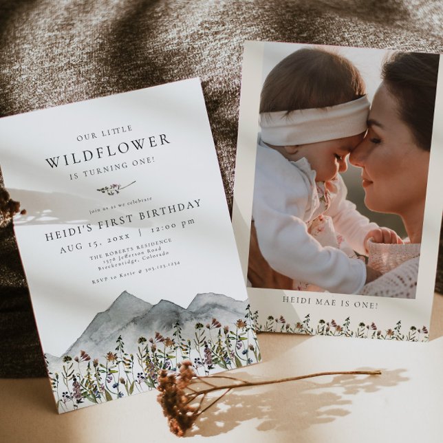 Invitación HEIDI Bohemian Wildflower Primer partido de cumple (Subido por el creador)