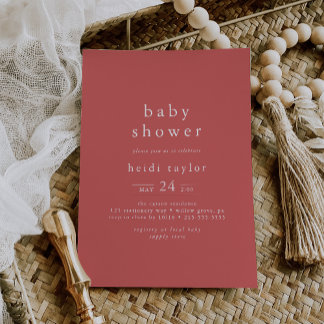 Invitación HEIDI Boho Red Summer Chica simple Baby Shower