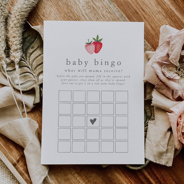 Invitación HEIDI Strawberry Baby Bingo Baby Shower Game Card (HEIDI Strawberry Baby Bingo Baby Shower Game Card)