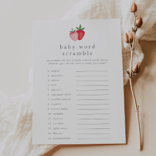 Invitación HEIDI Strawberry Baby Shower Word Scramble Game