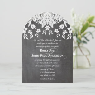 Invitación Heirloom Chalkboard y la elegante boda de encaje