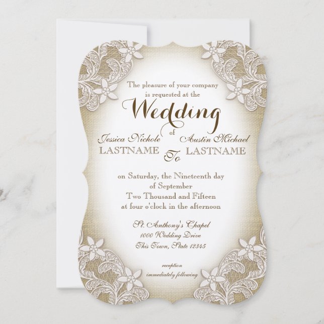 Invitación Heirloom Country Wedding (Anverso)