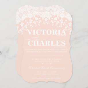 Invitación Heirloom Lace Rustic Barn Vintage Boda rosa