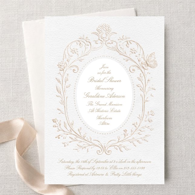 Invitación Heirloom Rococo Botanical Frame Bridal Shower (Subido por el creador)
