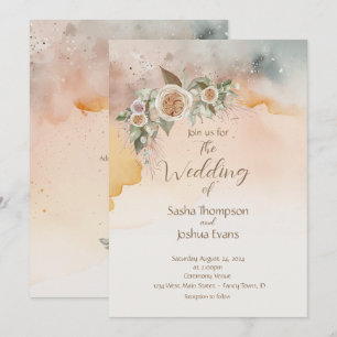 Invitación Heirloom Vintage Rosa marfil Boda acuarela