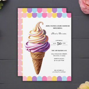 Invitación Helado Colorido de Pastel Sundae Baby Shower