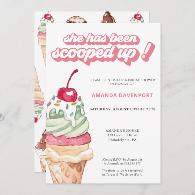 Invitación Helado Cream Bridal Shower (Anverso / Reverso)