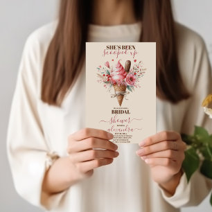 Invitación Helado Cream Pastel Flores Ducha Bridal