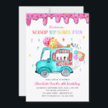 Invitación Helado Cream Scoop Up Fun Truck Summer Kids Cumple<br><div class="desc">Es hora de empezar a divertirse con un camión de helados de verano invitaciones a cumpleaños para niños</div>