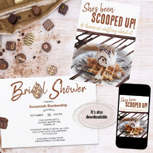 Invitación Helado Cream Scoop Waffle Chocolate Drizzle