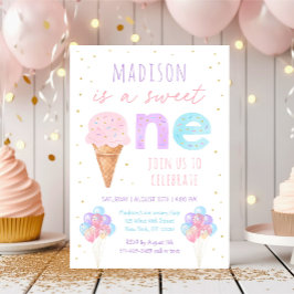 Invitación Helado Crema Dulce Un Primer Cumpleaños