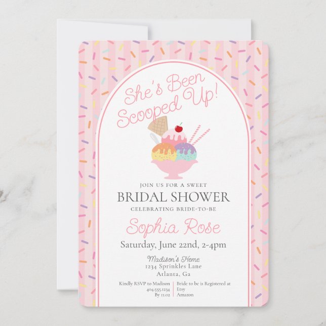 Invitación Helado Crema Sundae Ducha Dulce Bridal (Anverso)