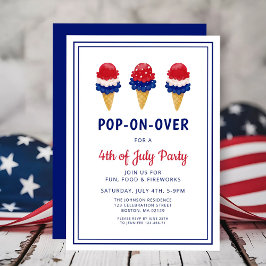 Invitación Helado Cute Cream rojo, blanco y azul 4 de julio