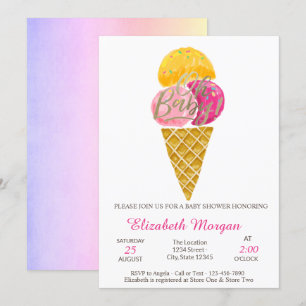 Invitación Helado de acuarela Oh Baby Cumpleaños de verano Ba