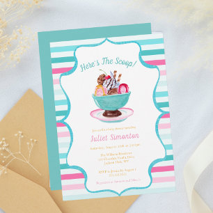 Invitación Helado de Acuarela Sundae Baby Shower