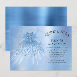 Invitación Helado de ala de hadas Frost Blue Irish Sheen