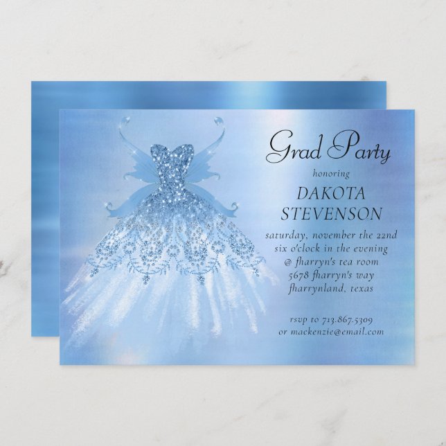 Invitación Helado de ala de hadas | Frost Blue Irish Sheen (Anverso / Reverso)